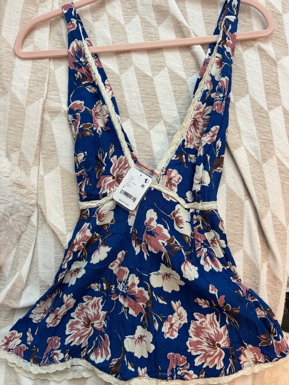 Floral Halter Neck Peplum Top  small